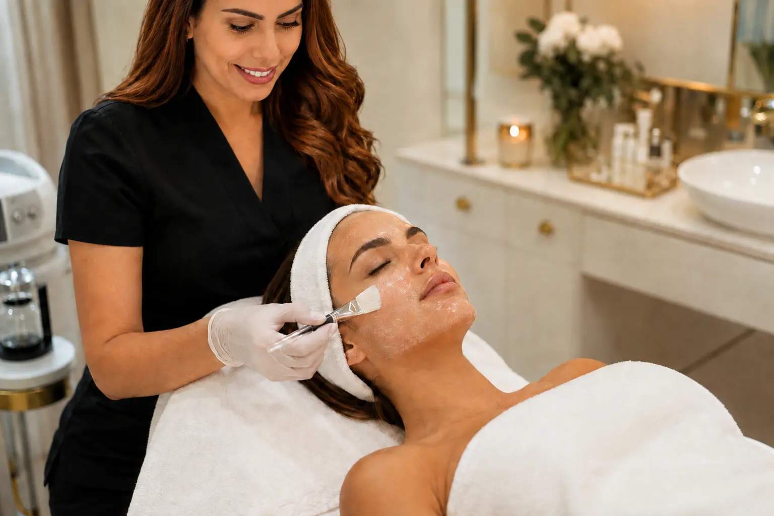 Pallomma Alves realizando limpeza e hidratação facial